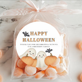 Adesivo Abóbora Fantasma Festa de Halloween Personalizada 