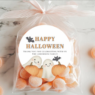 Adesivo Abóbora Fantasma Festa de Halloween Personalizada