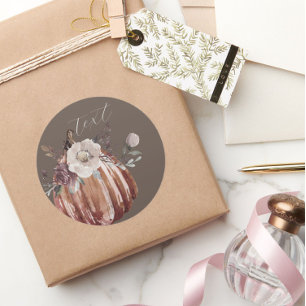 Adesivo Abóbora floral de outono castanho, terracota, plum