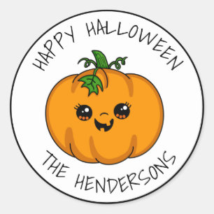 Adesivo Abóbora Kawaii Personalizada de Halloween