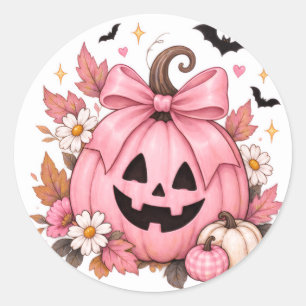 Adesivo Abóbora Laço Rosa Coquette Halloween
