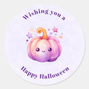 Adesivo Abóbora Pastel Fofa com Estrelas Halloween