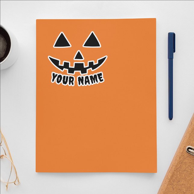Adesivo Abóbora Personalizada de Halloween com Nome em Pre (Criador carregado)