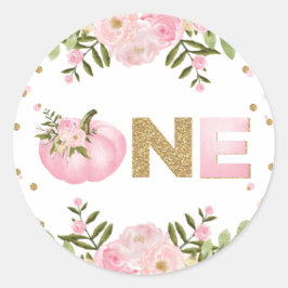 Adesivo Abóbora Primeiro primeiro aniversario Cor-de-rosa 