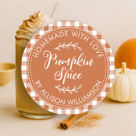 Adesivo Abóbora Recheada Rústica Caseira com Xadrez Laranj