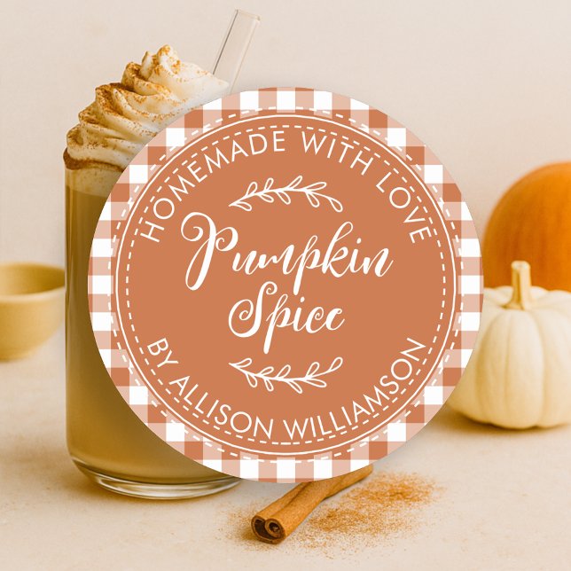 Adesivo Abóbora Recheada Rústica Caseira com Xadrez Laranj (Criador carregado)