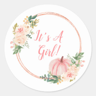 Adesivo Abóbora Rosa Floral Blush É Uma Menina