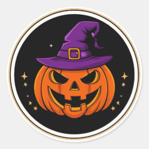 Adesivo Abóbora Sorridente Bruxa Chapéu Halloween 🎃