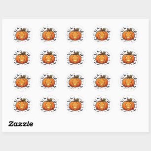 Adesivo Abóbora Spooky Jack O Lantern PNG Morcegos de Ha
