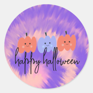 Adesivo Abóbora Tie Dye Desenhada à Mão de Halloween