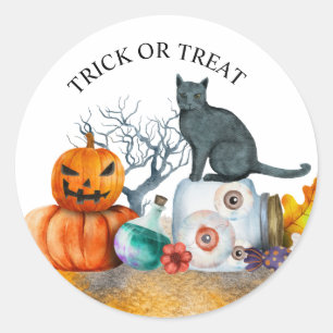 Adesivo Abóboras de gato preto de Halloween globos oculare