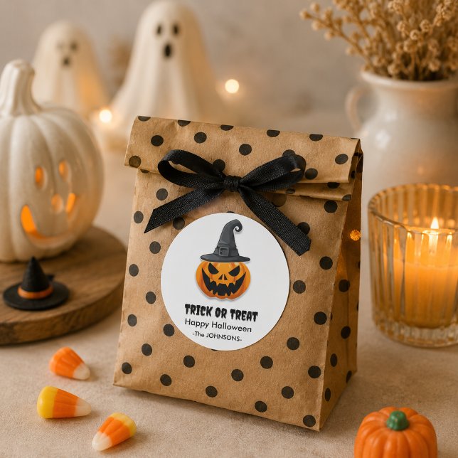 Adesivo Abóboras de Halloween – Design de Doce ou Travessu (Criador carregado)