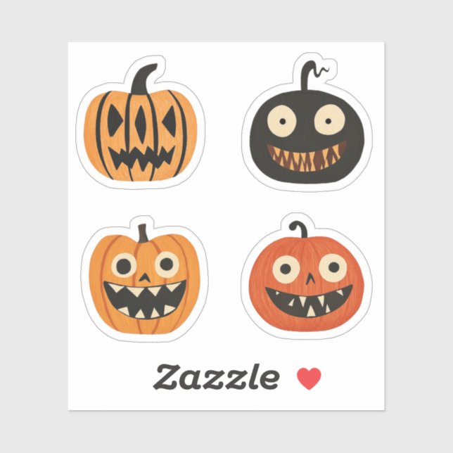 Adesivo Abóboras de Halloween Excêntricas Jack-o-lanterns (Folha)