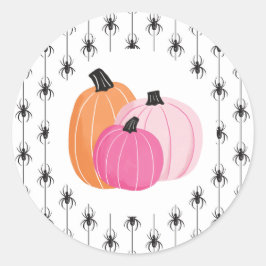 Adesivo Abóboras e Aranhas Rosa de Halloween