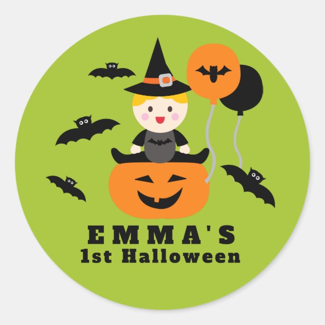 Adesivo Abóboras e Morcegos Fofos Primeiro Halloween do Be (Frente)