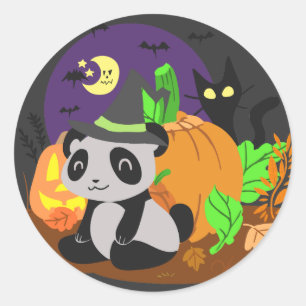 Adesivo Abóboras e panda do Dia das Bruxas