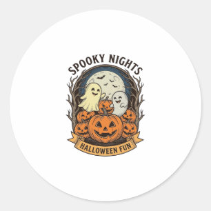 Adesivo Abóboras Fantasmas Fofos Gravura Vintage Halloween