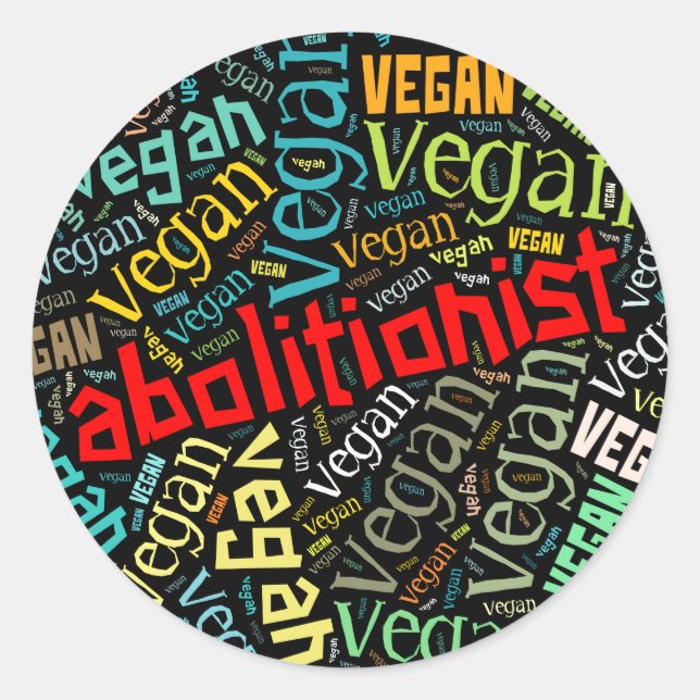 Adesivo "Abolicionista Vegan" Mosaico de Nuvem do Word (Frente)