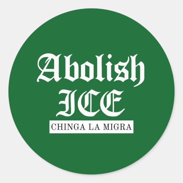 Adesivo Abolir ICE – Declaração de Protesto Gótico (Frente)