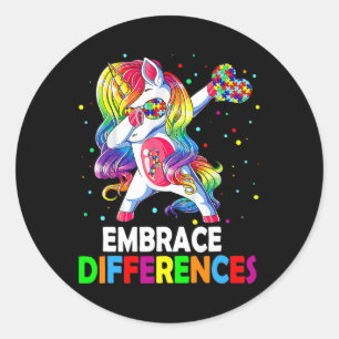 Adesivo Abraçar Diferenças Dabbing Unicorn Autism Awarene