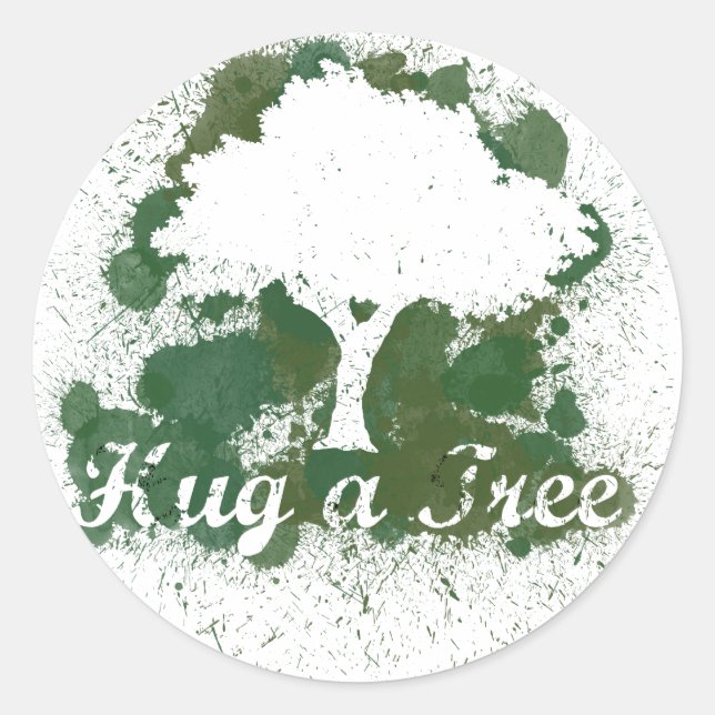 Adesivo Abraçar um Pense verde de árvore (Frente)