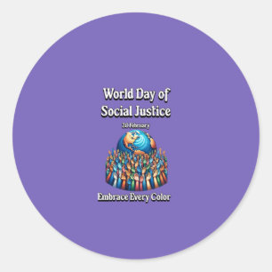 Adesivo Abrace Cada Cor. Dia Mundial da Justiça Social.