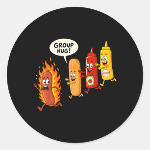 Adesivo Abrace de Grupo Cachorro-Quente Engraçado Salsicha