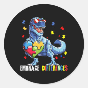 Adesivo Abrace diferenças Asd Spectrum Dinossaur Autismo A