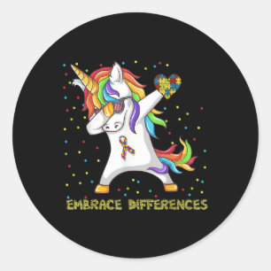 Adesivo Abrace diferenças Unicorn Dabbing Quebra-cabeça Au