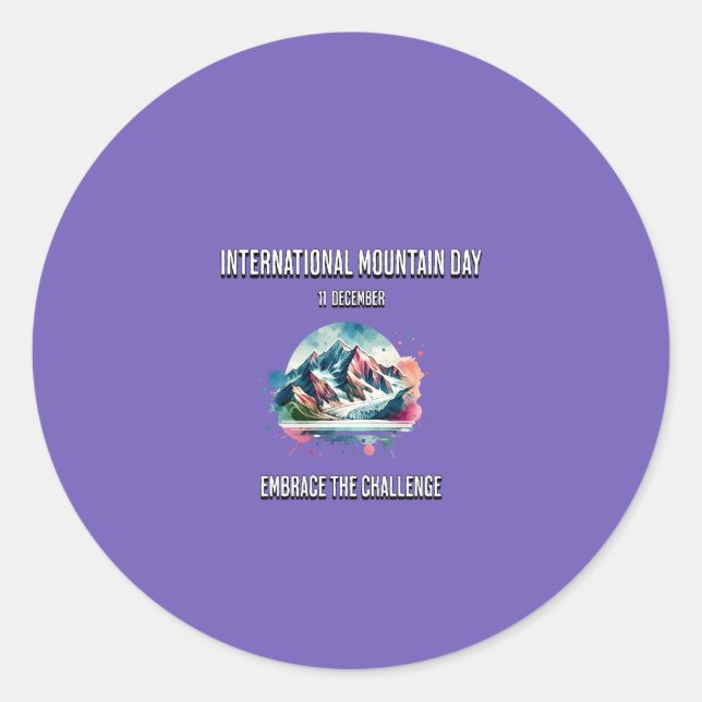 Adesivo Abrace o desafio. Dia Internacional das Montanhas. (Frente)