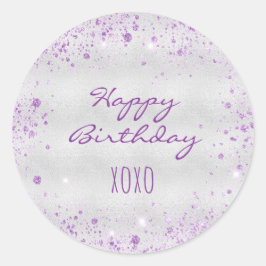 Adesivo Abraços de poeira roxa prateada de aniversário