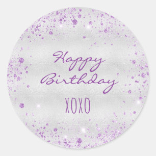 Adesivo Abraços de poeira roxa prateada de aniversário