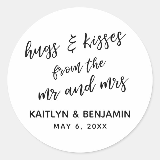 Adesivo Abraços e beijos do Sr. e da Sra. Plain, Simples (Frente)