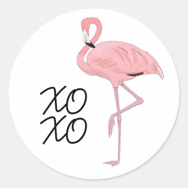 Adesivo Abraços e beijos XOXO Flamingo Rosa (Frente)