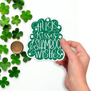 Adesivo Abraços, Kisses e Shamrock desejam Ruas. Dia de Pa