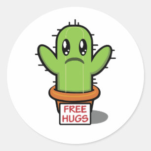 Adesivo Abraços Livres - Humor Engraçado Cactus