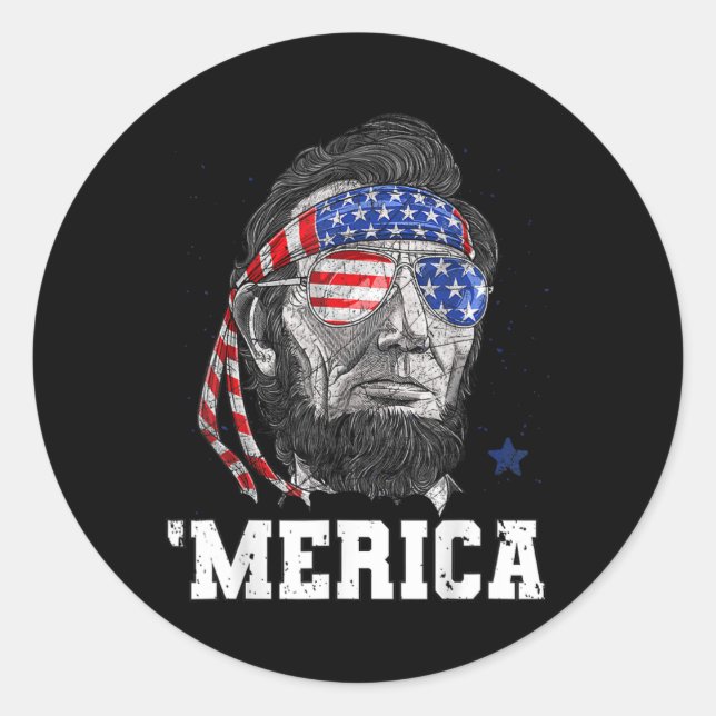 Adesivo Abraham Lincoln 4 De Julho Merica Men Women Americ (Frente)