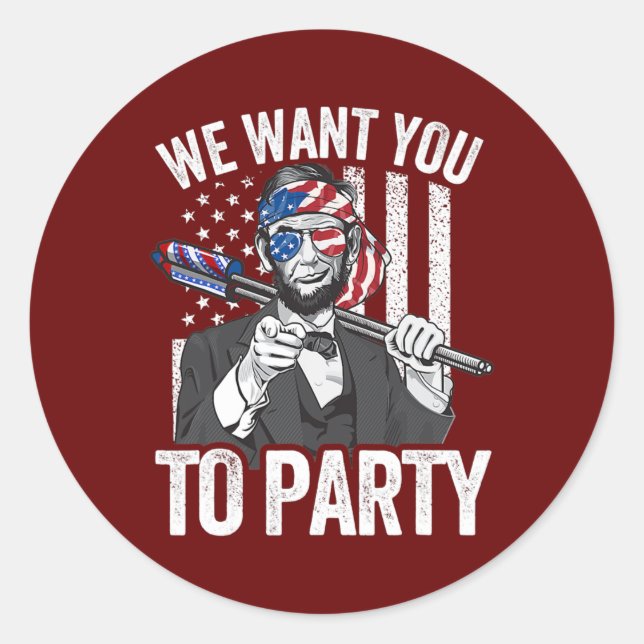 Adesivo Abraham Lincoln 4th Of July Men American USA Flag (Frente)