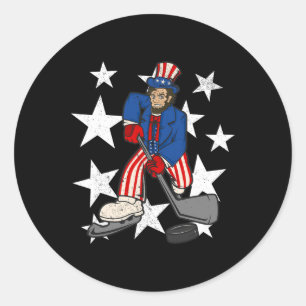 Adesivo Abraham Lincoln Jogando Hockey Diversão 4 de julho