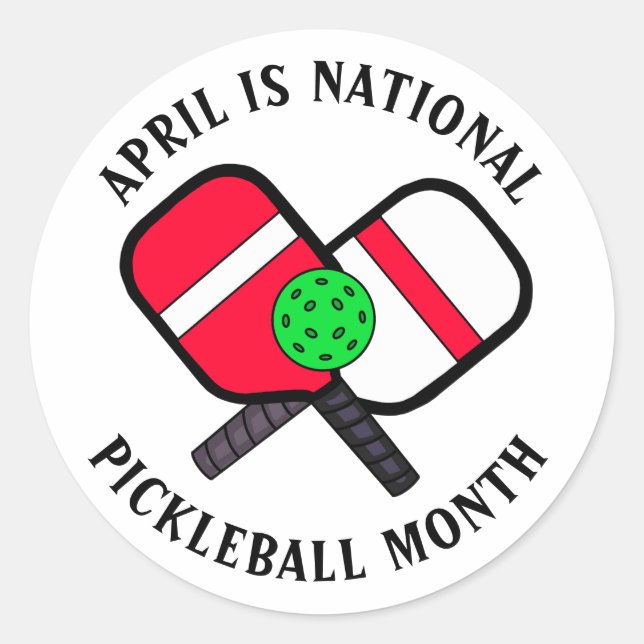 Adesivo Abril é Mês Nacional de Pickleball (Frente)