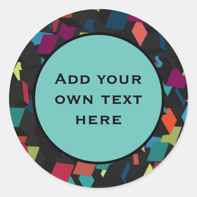 Adesivo Abstract Geometric Cube Pattern Custom Text (Frente)