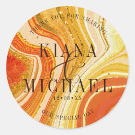 Adesivo Abstrato Agate Wedding Obrigado Hot Orange ID827