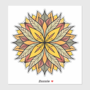 Adesivo Abstrato Amarelo Colorido de Mandala
