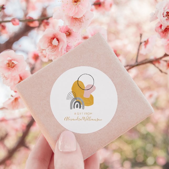 Adesivo Abstrato Amarelo Personalizado Um Presente Do Nome (Criador carregado)