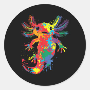 Adesivo Abstrato Axolotl Colorida Pintura Gráfico Mot
