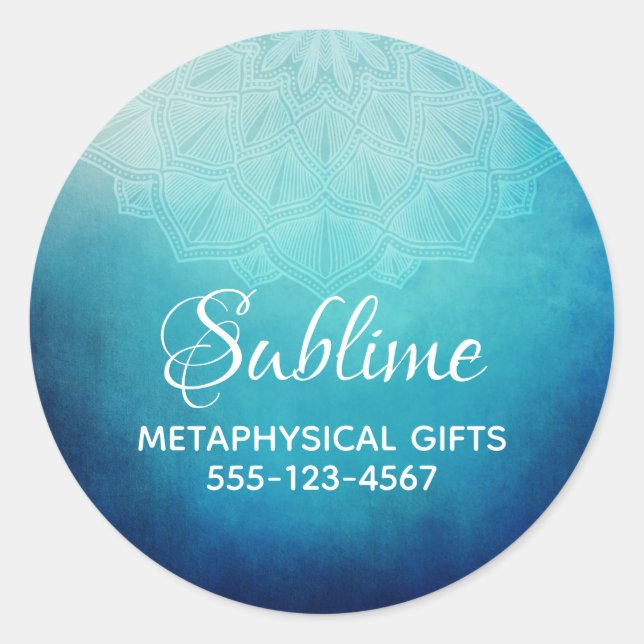 Adesivo Abstrato Azul bonito Mandala (Frente)