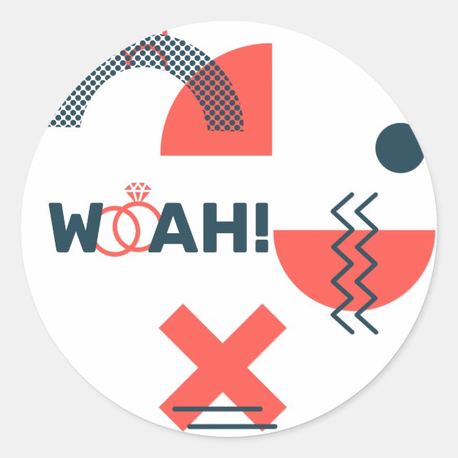 Adesivo Abstrato Azul e Casamento Vermelho do Estilo Memph (Frente)