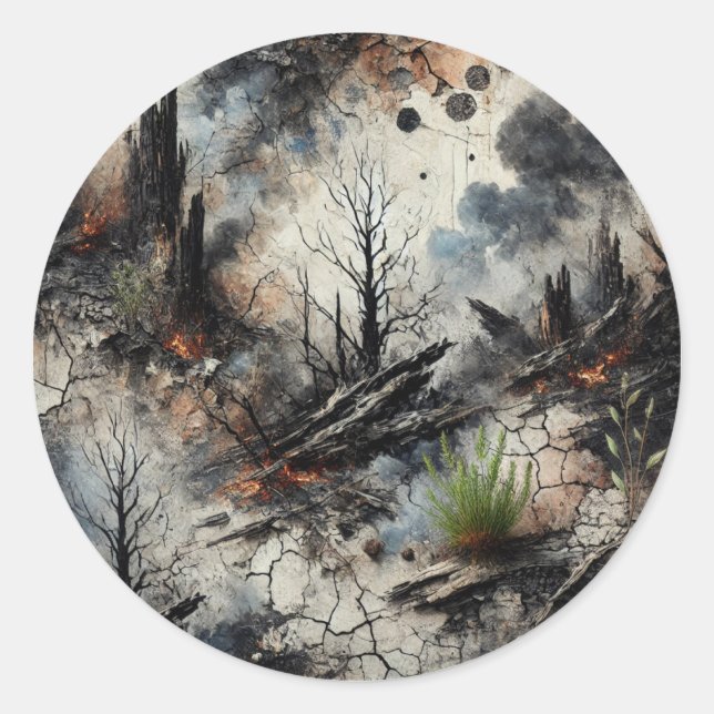 Adesivo Abstrato Burnt Forest Art Sticker (Frente)