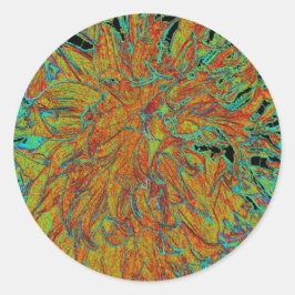 Adesivo Abstrato Burnt Orange and Green Dahlia Bloom