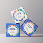 Adesivo Abstrato - Chá de panela Personalizado Colorido Ob<br><div class="desc">Abstrato Marble Colorido no Chá de panela Personalizado Azul e Cor-de-Rosa Agradecemos ao Coletor Arredondado Clássico</div>